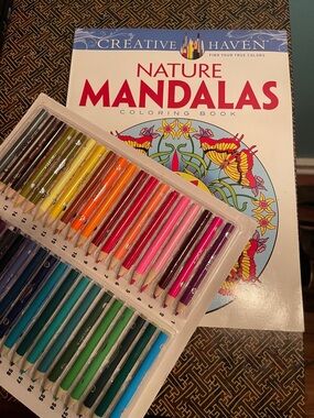 Nature Mandalas Coloring Book with Assorted Colored Pencils - Multicolor